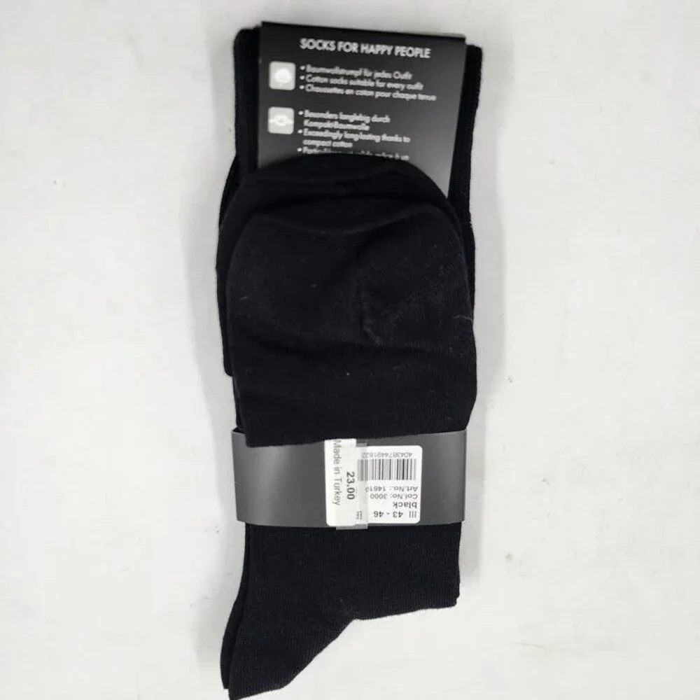 Falke 2 Pairs Happy Crew Socks Men's US 9.5-12/EU 43-46 Black Ribbed Cuff